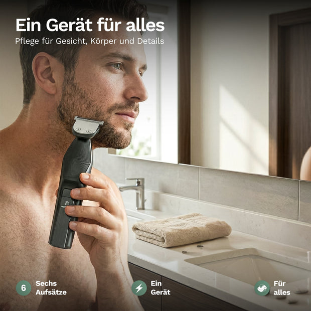 Moosoo RS1901 Barttrimmer am Kinn beim Abstufen der Koteletten – NIVAROQ