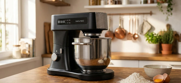 Lazurec Bakara Mix One Küchenmaschine auf einer Holzarbeitsplatte