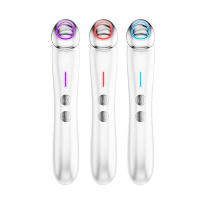 Augenmassagegerät mit Wärme- & Kühlfunktion, silberfarben, LED-Ring in Violett/Rot/Blau