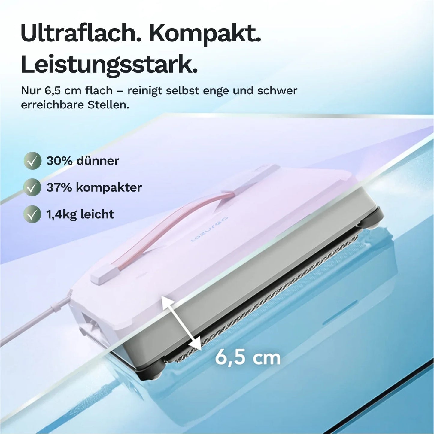Fensterputzroboter A9 Pro, ultraflach und kompakt mit schwarzer Unterbürste