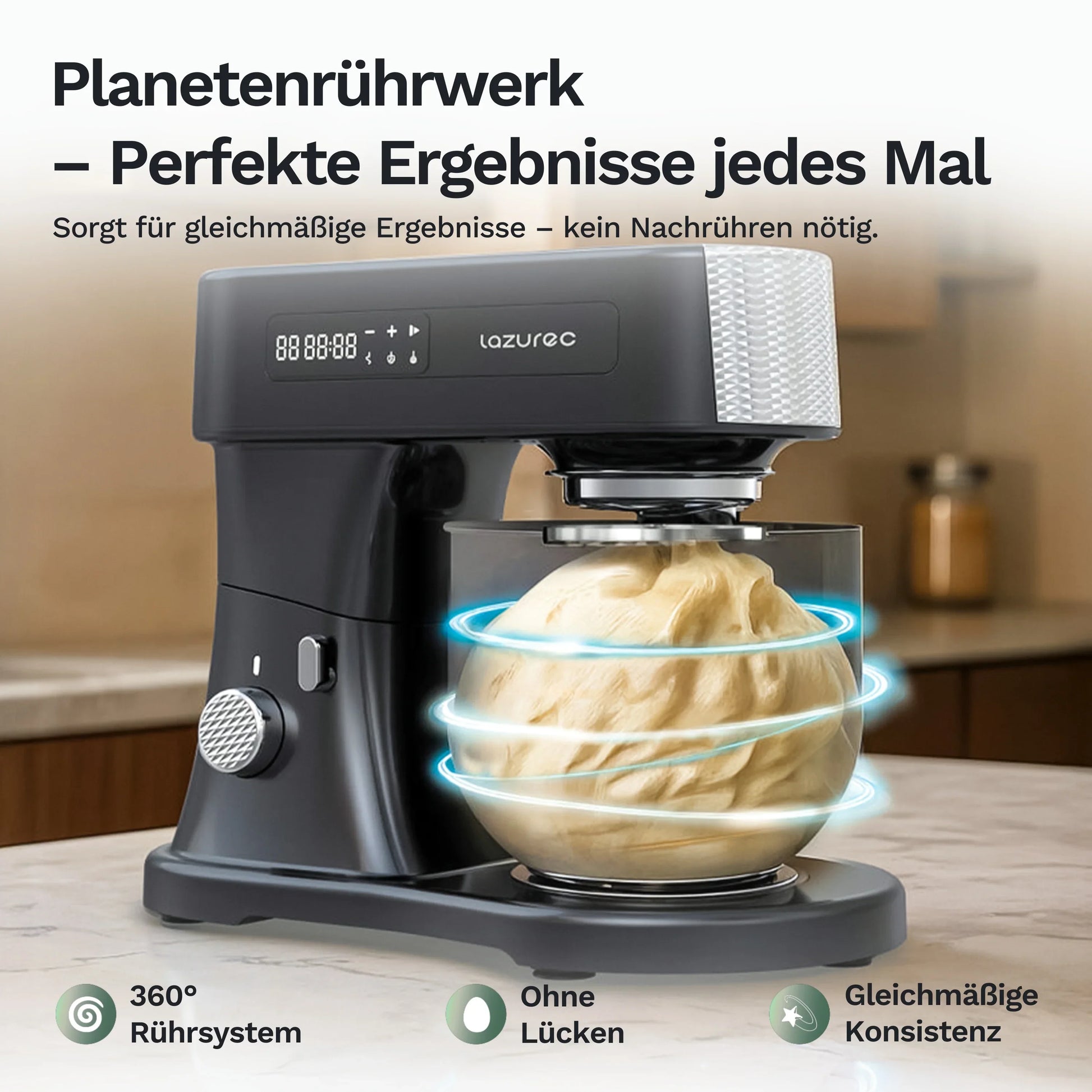 Bakara Mix One Küchenmaschine mit Rührwerk über der Edelstahlschüssel