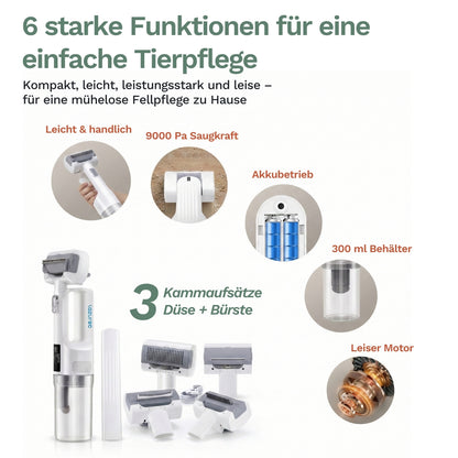 Kabelloser Handstaubsauger Lazurec CD10 PRO mit mehreren Kammaufsätzen und Düse