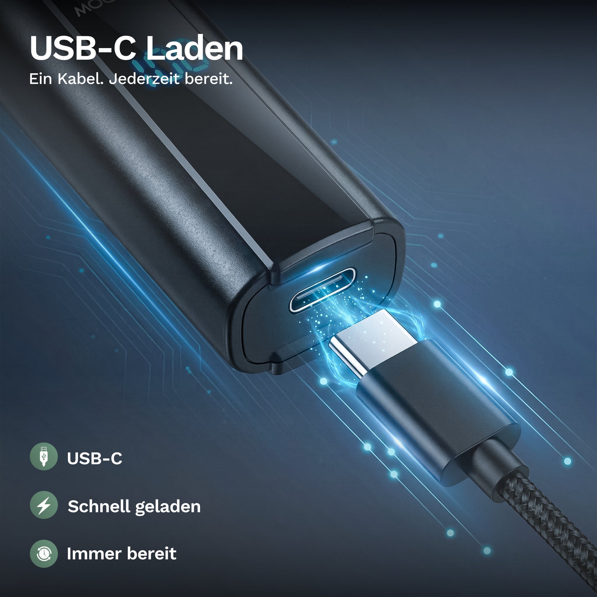 USB-C Ladeanschluss am Barttrimmer RS1901 mit Ladekabel