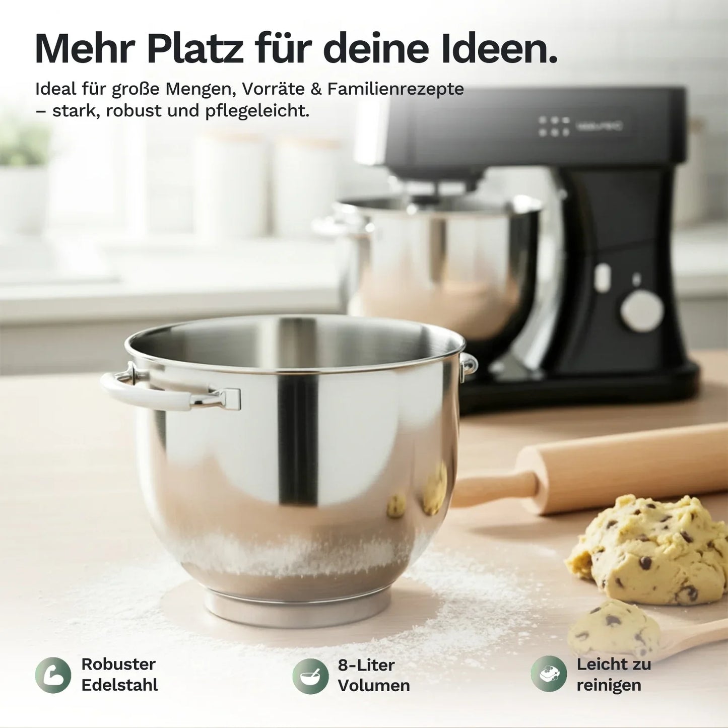 Bol mezclador de acero inoxidable de 8l para Lazurec Bakara Mix ONE