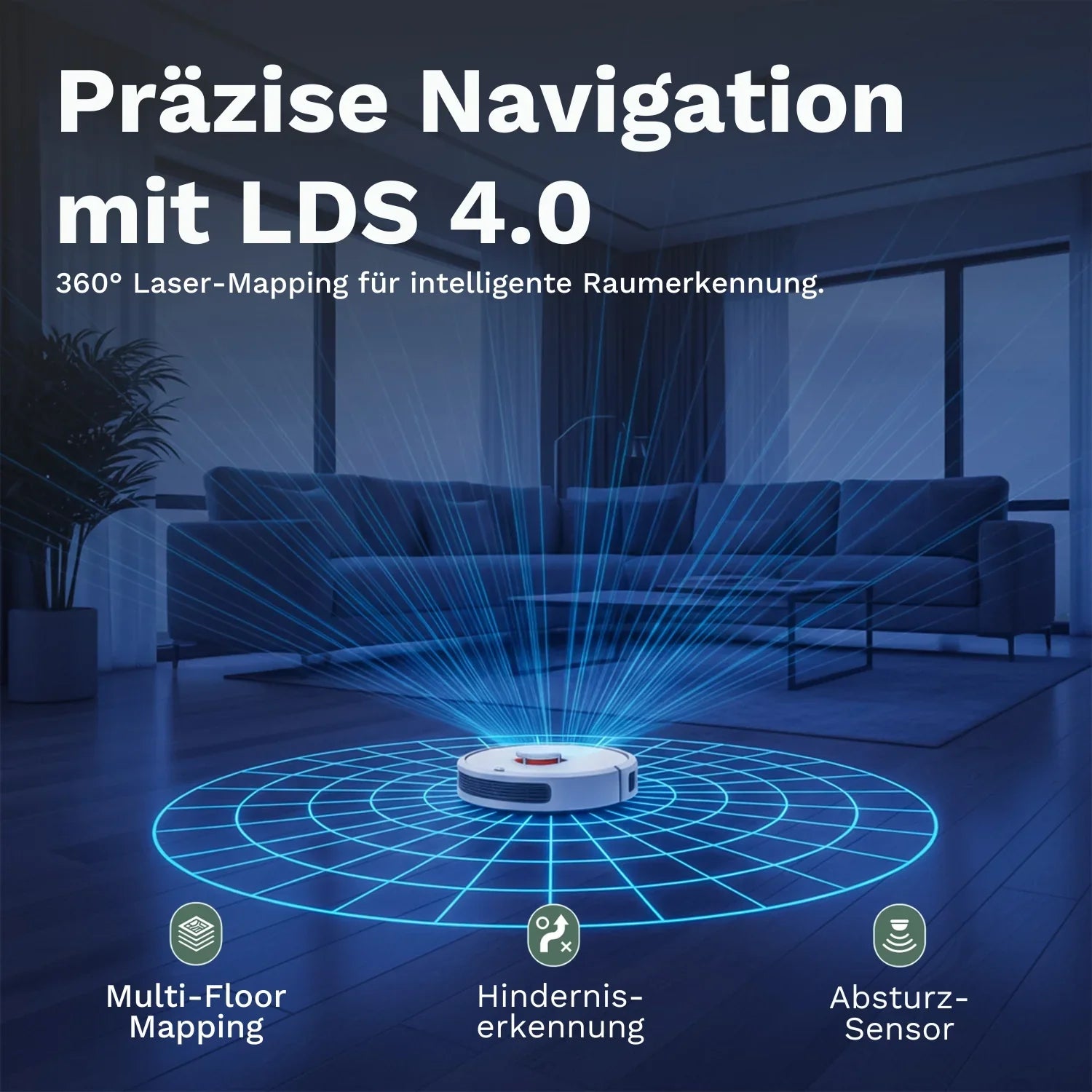 Saug- und Wischroboter mit Laser-Scanlinien zur Navigation