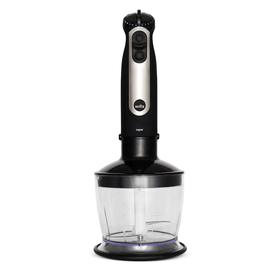 Wilfa Essential Stabmixer mit Zerkleinerer-Becher, schwarz-silberne Basis