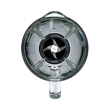 Blender blade assembly under the glass jug