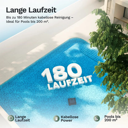 Wybot C2 Poolroboter, kompakte Front mit grüner Beleuchtung, für lange Laufzeit